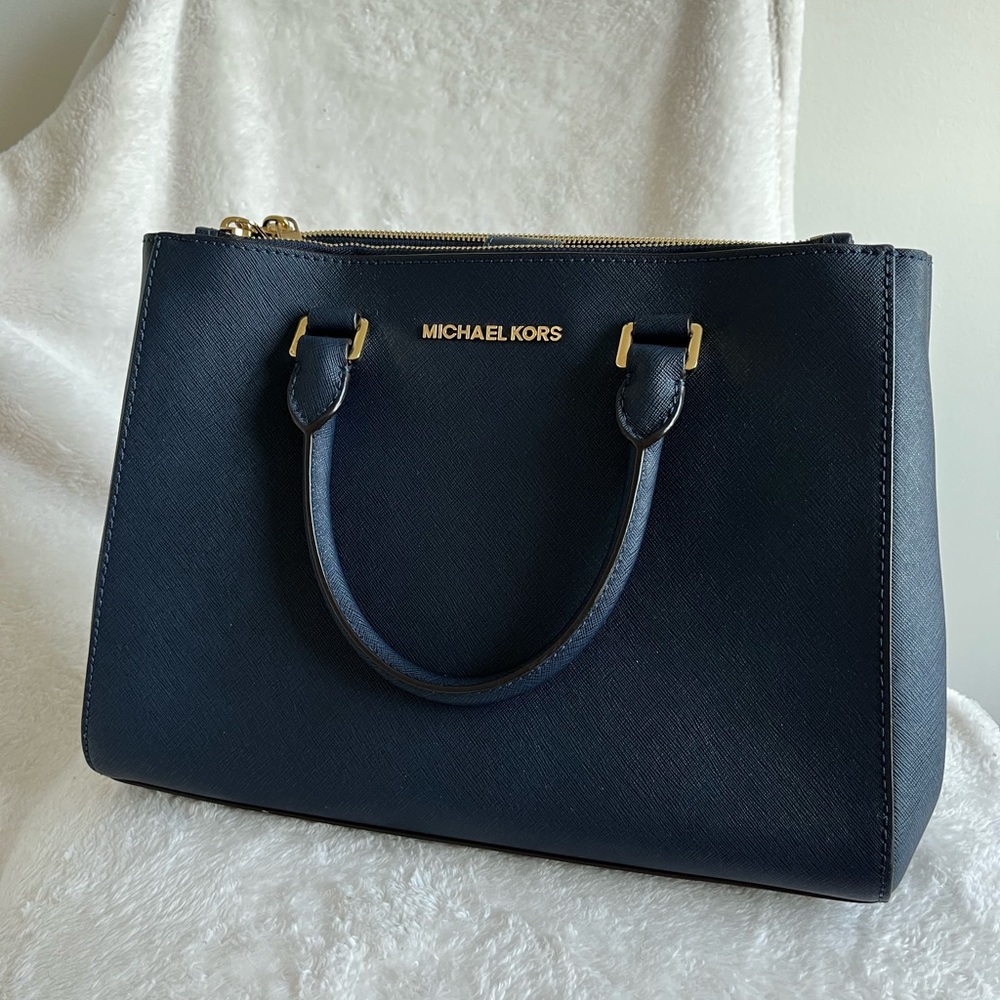 Michael Kors navy saffiano leather crossbody bag